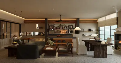 Art Deco Japanese BnB Lobby