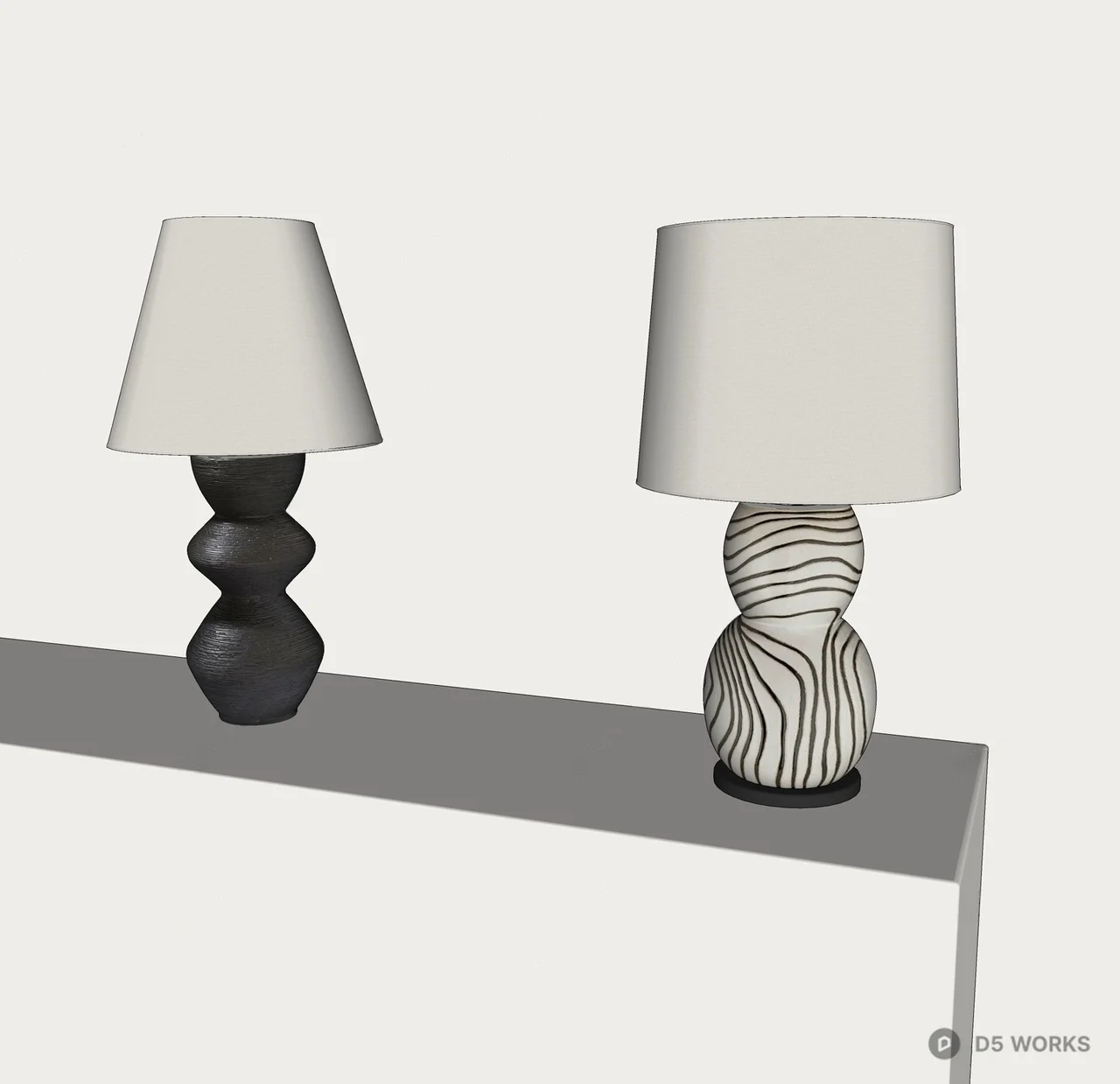 Modern Ceramic Base Table Lamp 3d model thumbnail 2