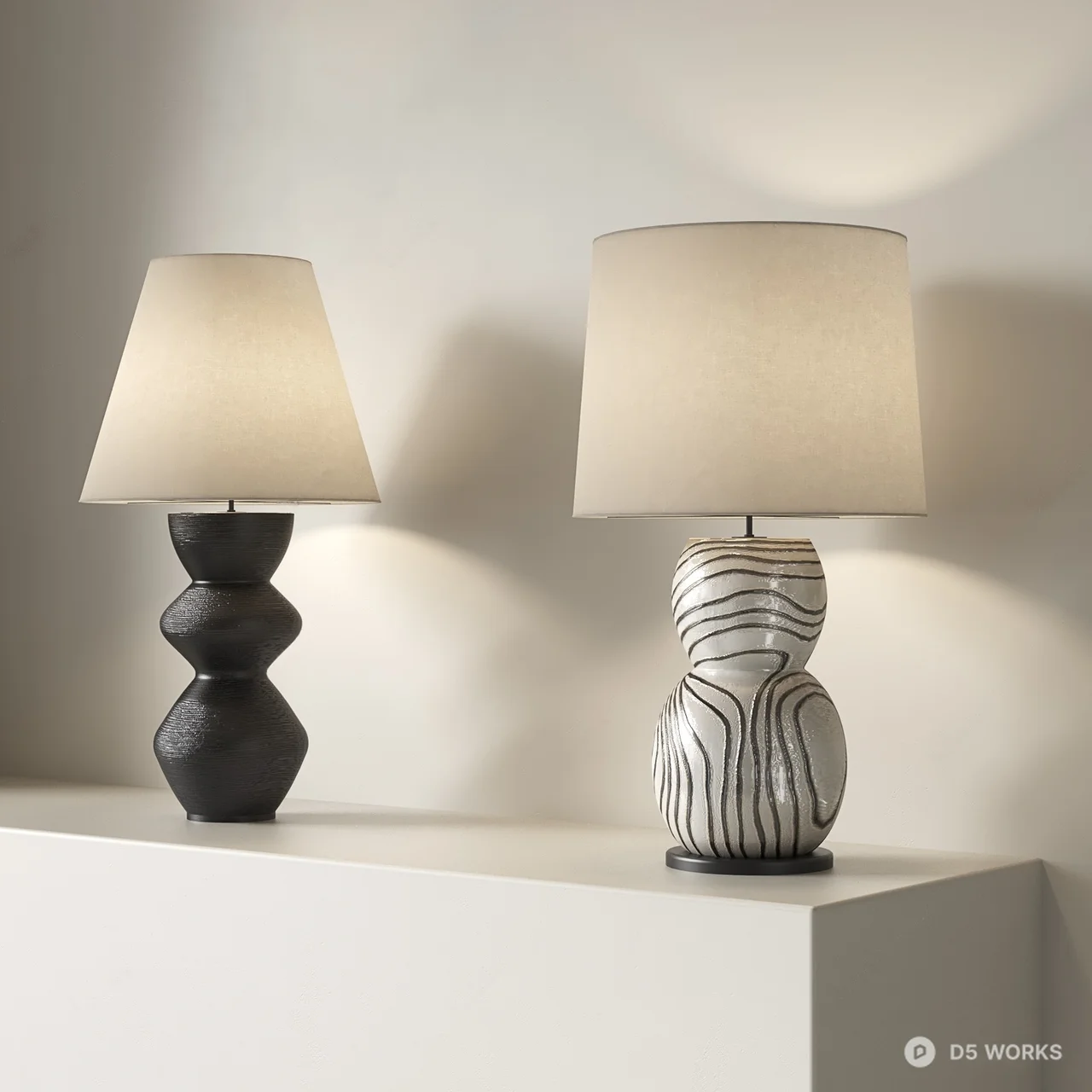 Modern Ceramic Base Table Lamp 3d model - Image 1
