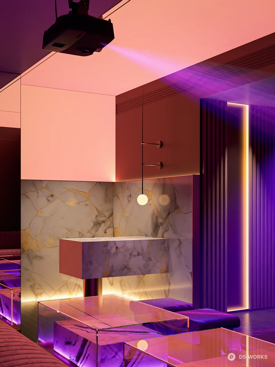 Neon Lit KTV Lounge 3d model thumbnail 3