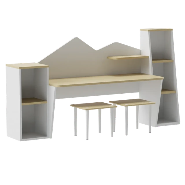 Scandinavian Mountain Themed Kids Desk Set 3d model