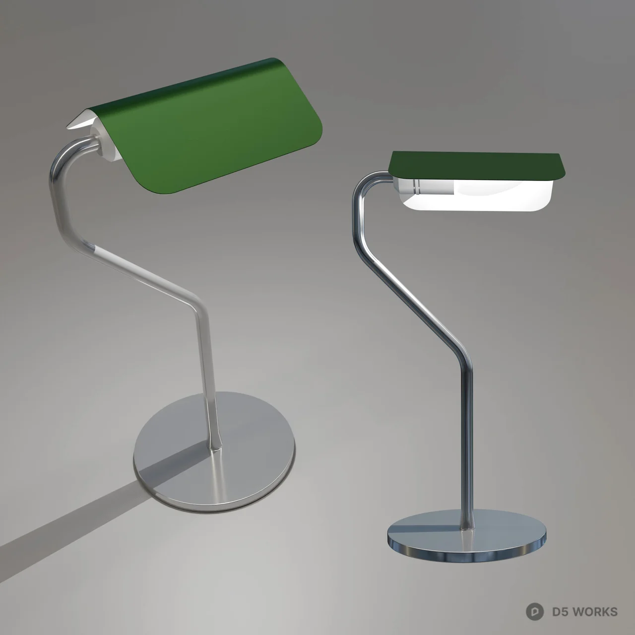 Minimalist Metal Desk Lamp With Green Shade 3d model - Image 1