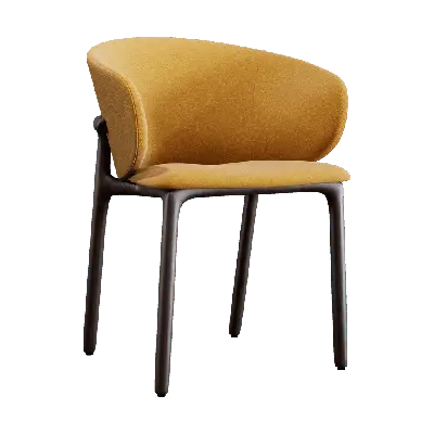 Modern Yellow Fabric Light Luxury Single Chair 3d model
