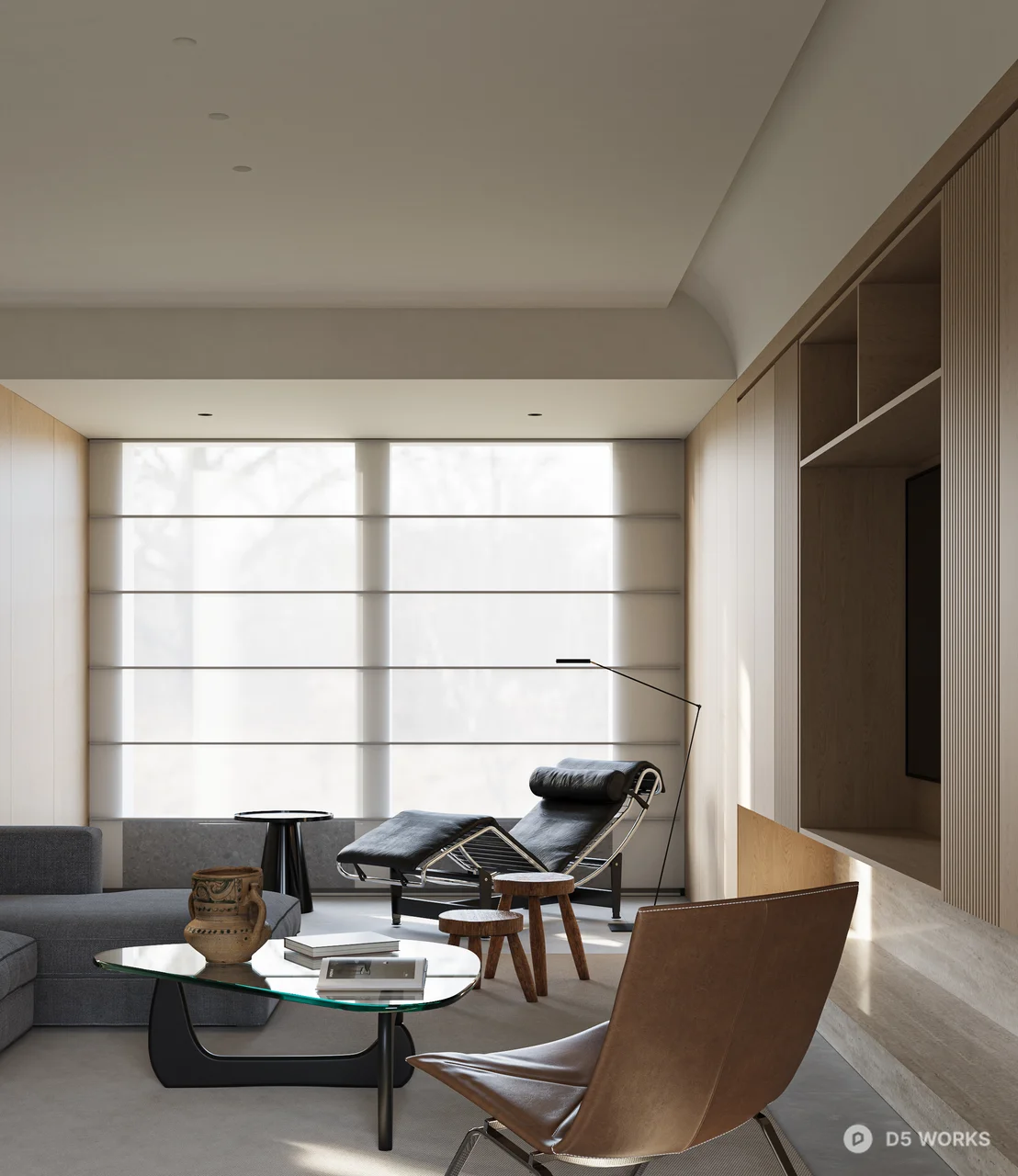 Modern Open Plan Living Dining Space 3d model thumbnail 3