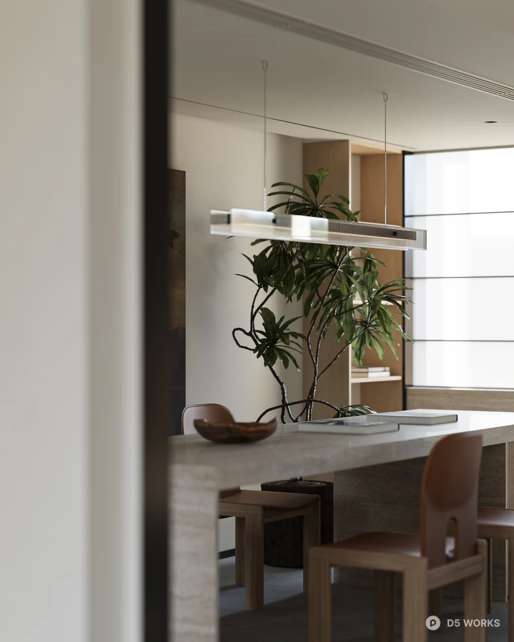 Modern Open Plan Living Dining Space 3d model thumbnail 6