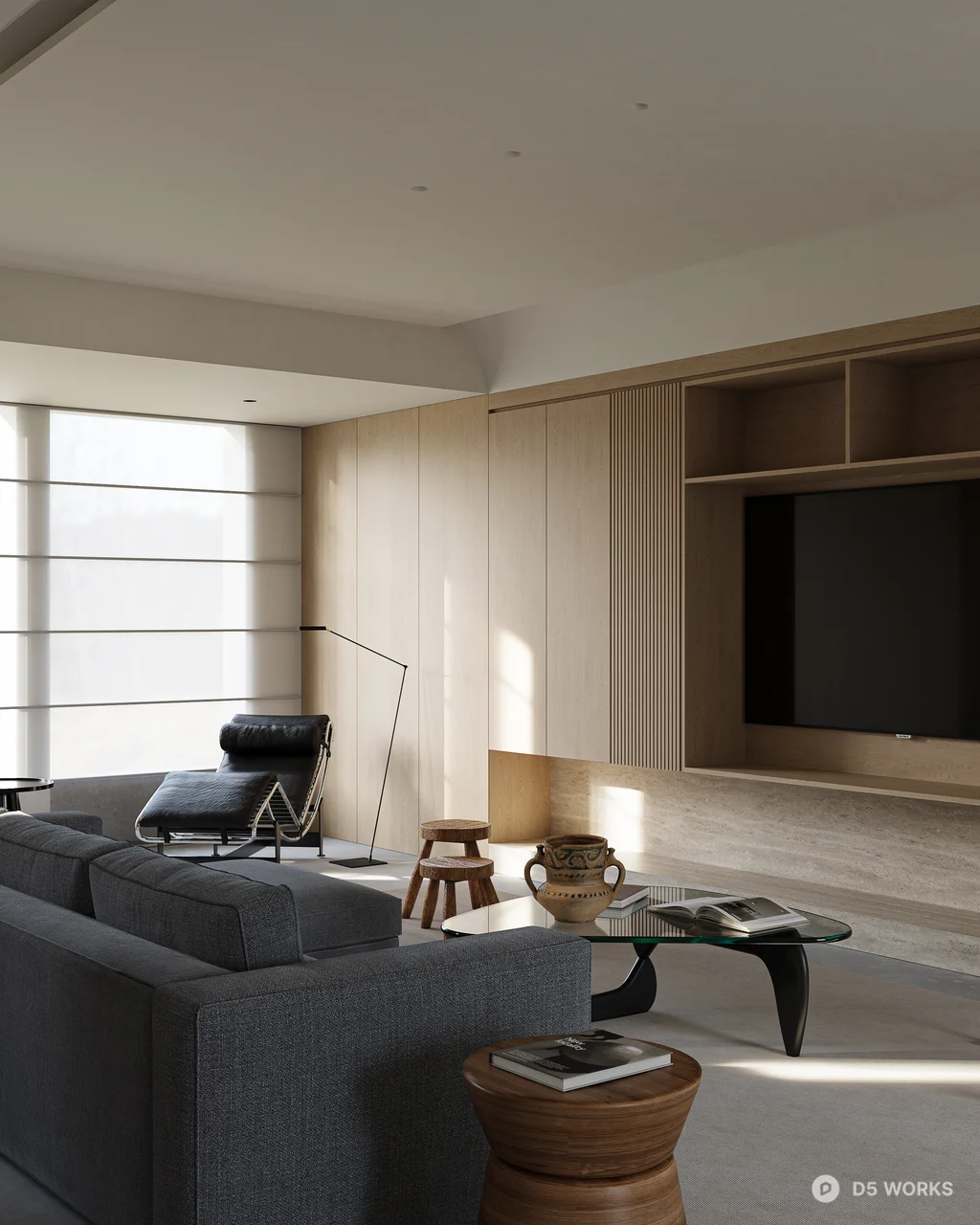 Modern Open Plan Living Dining Space 3d model thumbnail 4