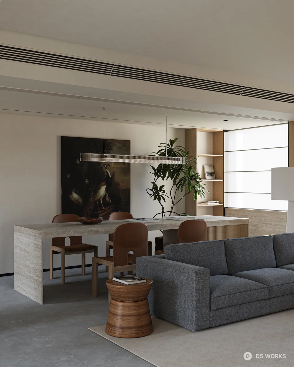 Modern Open Plan Living Dining Space 3d model thumbnail 5