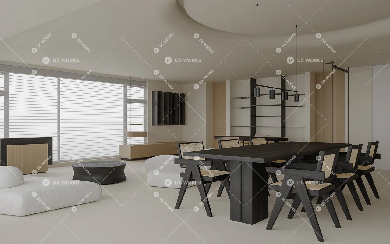 Living & Dining Room 3d model thumbnail 8