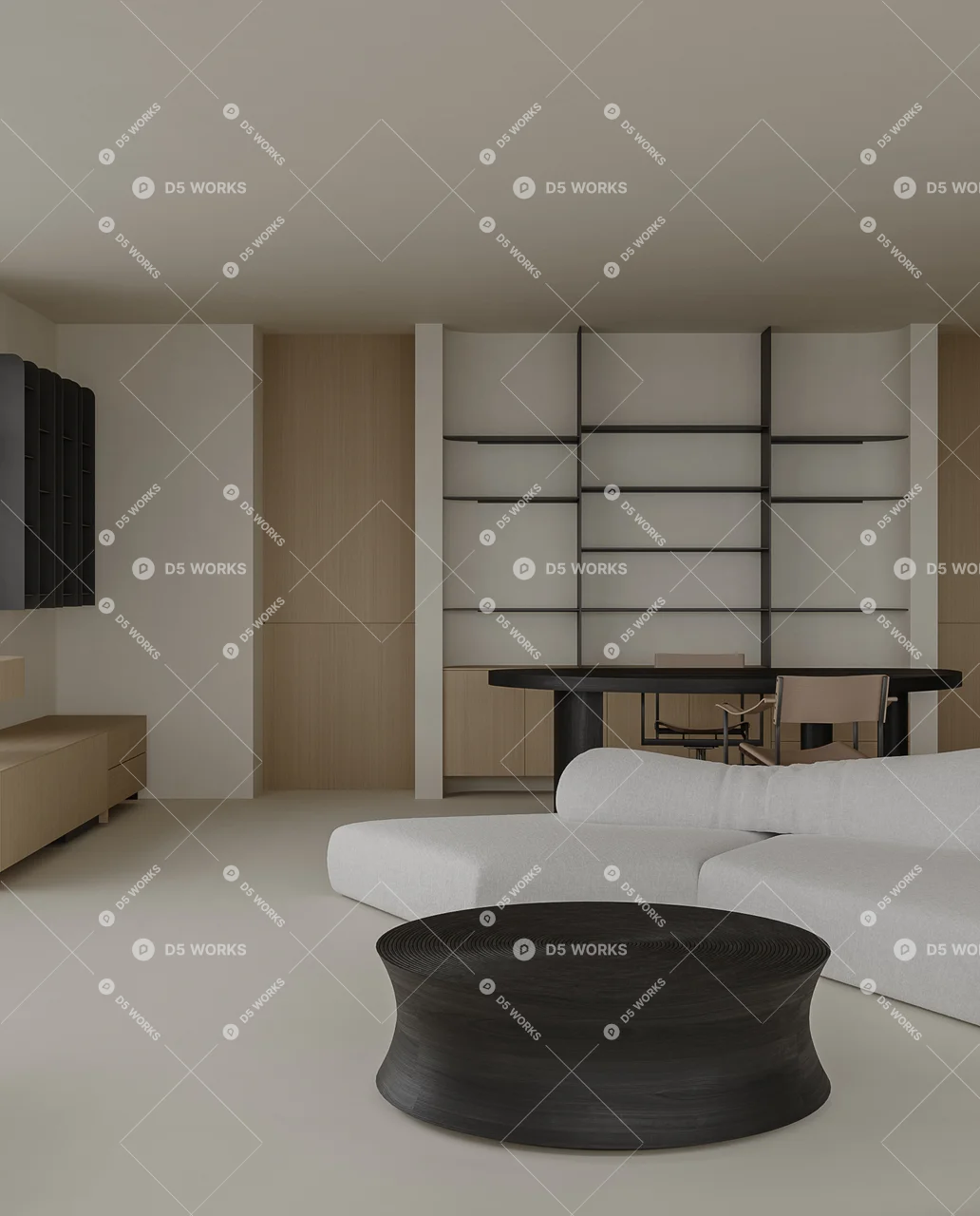 Living & Dining Room 3d model thumbnail 4