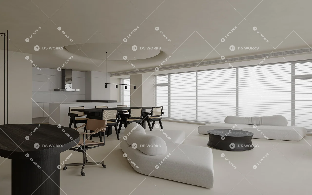 Living & Dining Room 3d model thumbnail 5