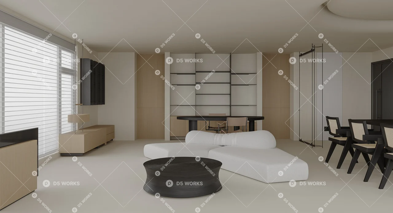 Living & Dining Room 3d model thumbnail 3