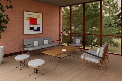 Sofa & Side Table Set 3d model