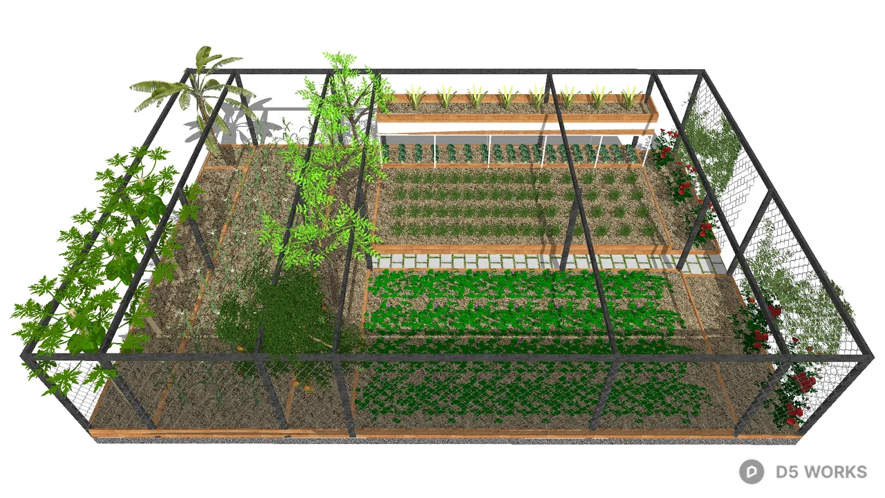 Rooftop Garden With Vertical Planting Structure 3d model - Image 1
