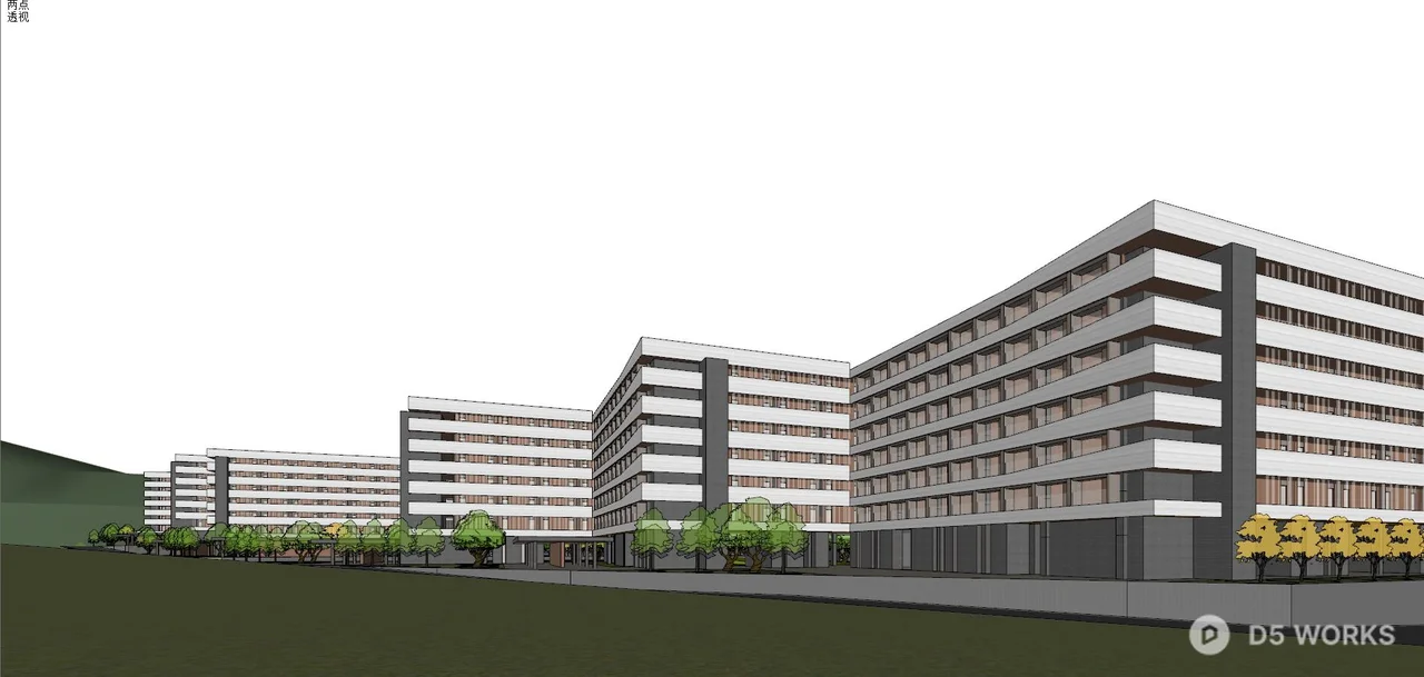 Modern Corporate Office Complex Amid Mountainous Landscape 3d model thumbnail 3