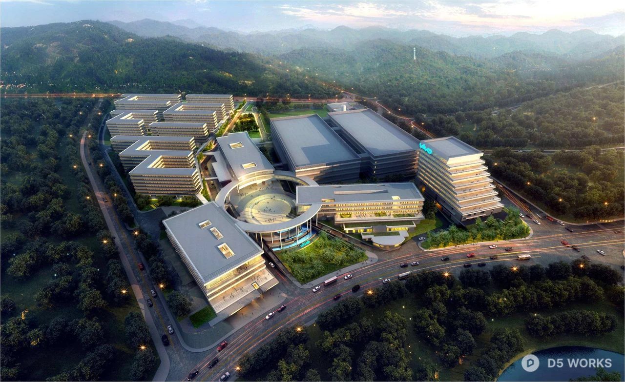 Modern Corporate Office Complex Amid Mountainous Landscape 3d model - Image 1