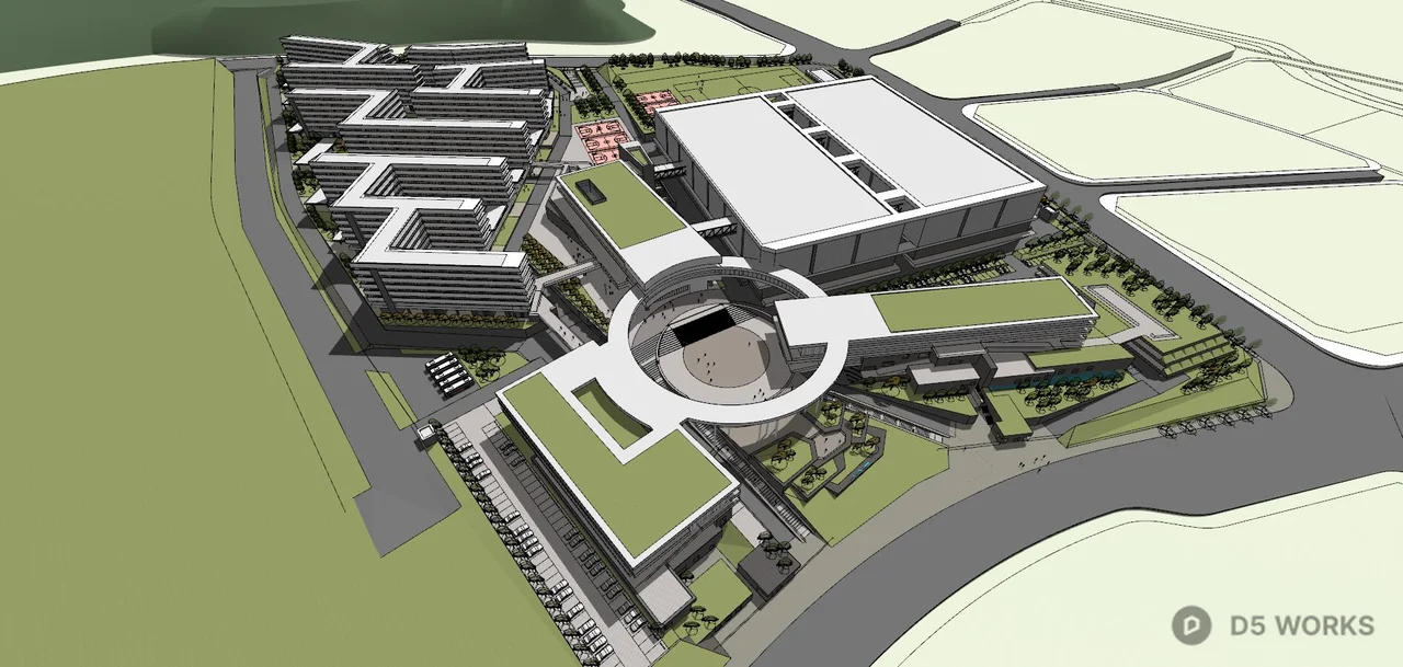 Modern Corporate Office Complex Amid Mountainous Landscape 3d model thumbnail 7