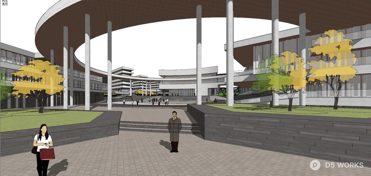 Modern Corporate Office Complex Amid Mountainous Landscape 3d model thumbnail 6