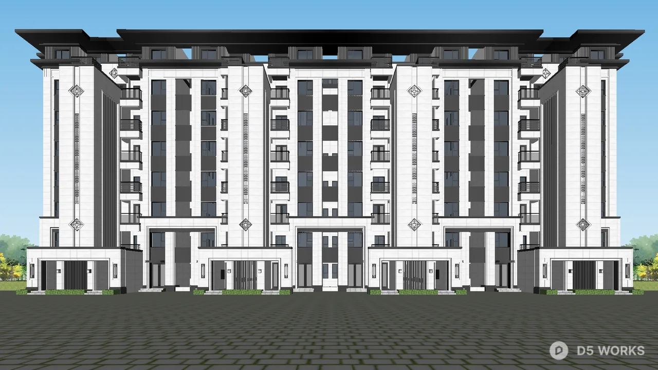 Modern High-Rise Residential Building 3d model - Image 1