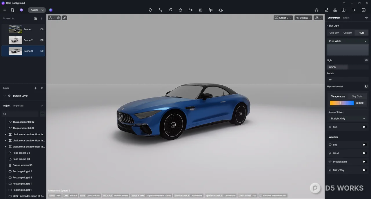 Blue Convertible Sports Car 3d model thumbnail 2