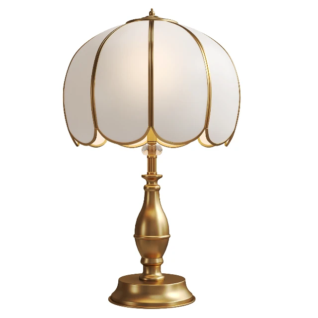 Vintage Scalloped Glass Table Lamp with Brass Base 3d model