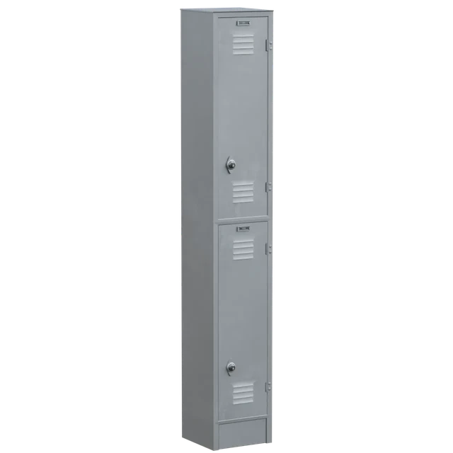 Industrial Two-Tier Grey Metal Locker 3d model