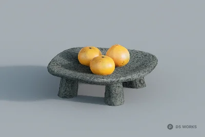 Stone Tea Table With Oranges 3d model - Image 1