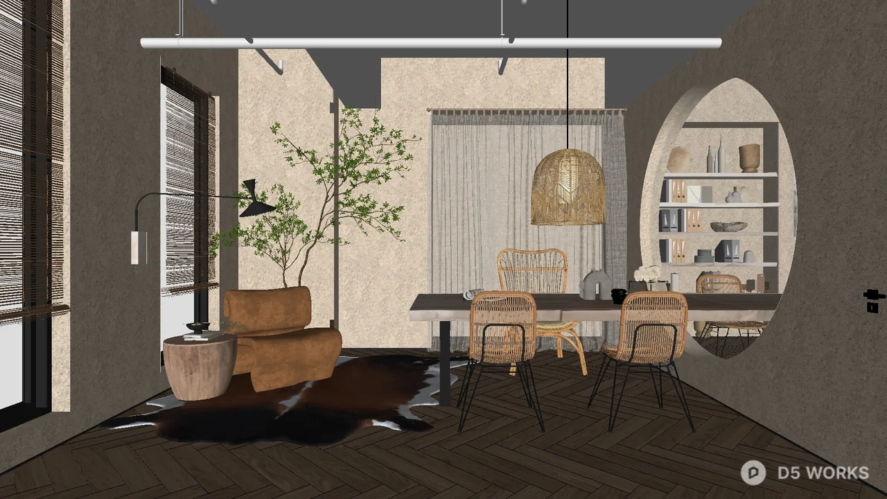 Minimalist Office With Arched Niche 3d model - Image 1