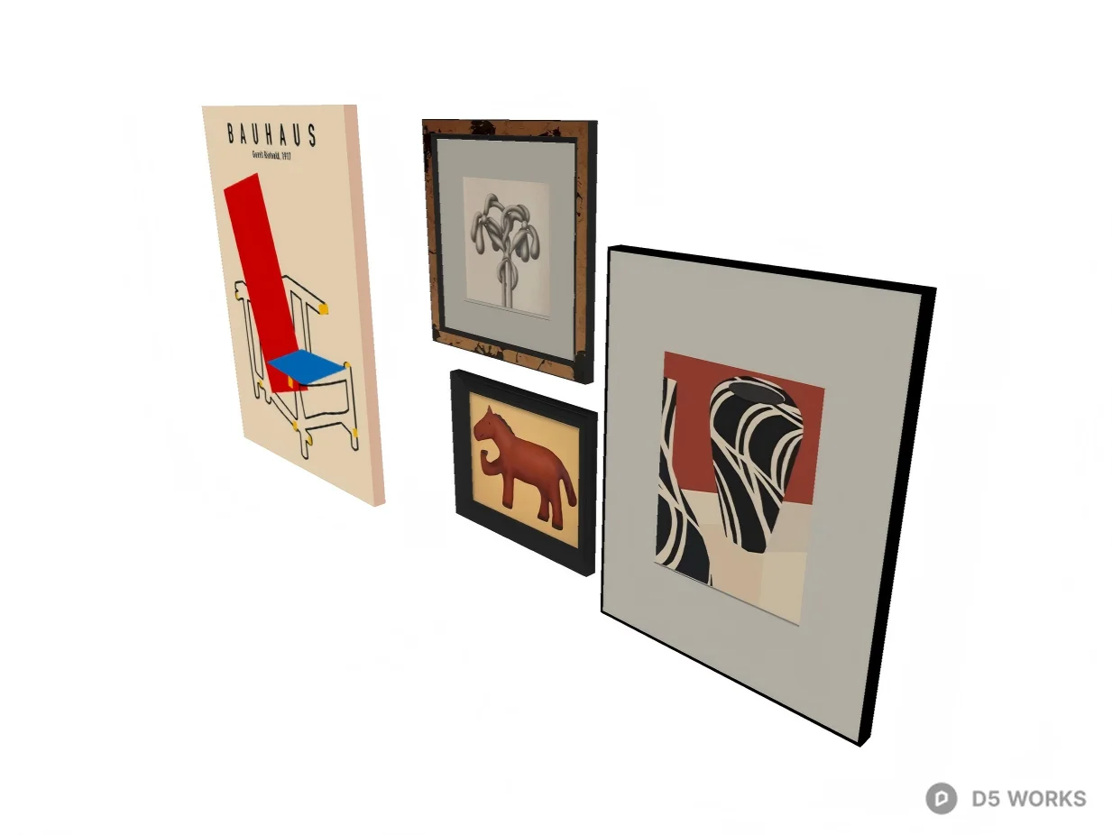 Bauhaus Inspired Gallery Wall Art Set 3d model thumbnail 2
