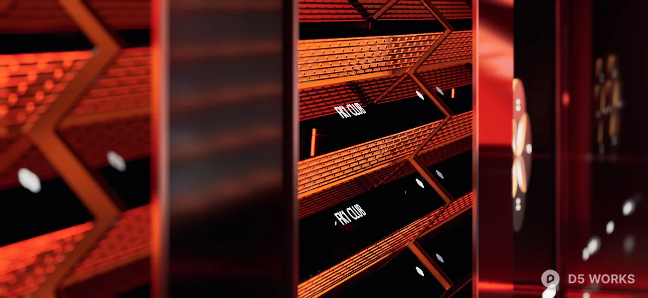 Modern Bar With Red Lighting And Neon Accents 3d model thumbnail 5