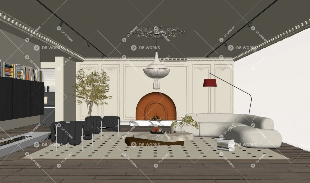 Living Room 3d model thumbnail 2