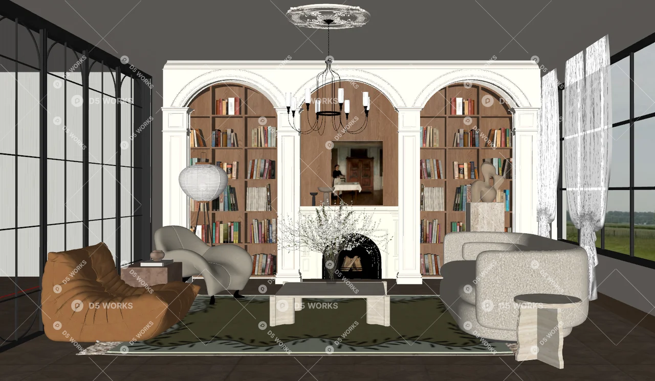 European Home Living Room 3d model thumbnail 2