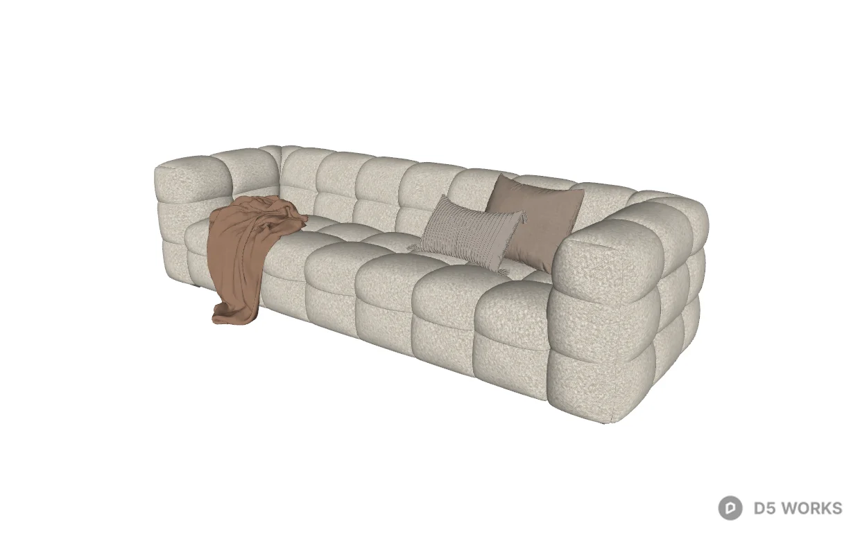 Modern Tufted Boucle Modular Sofa 3d model thumbnail 2