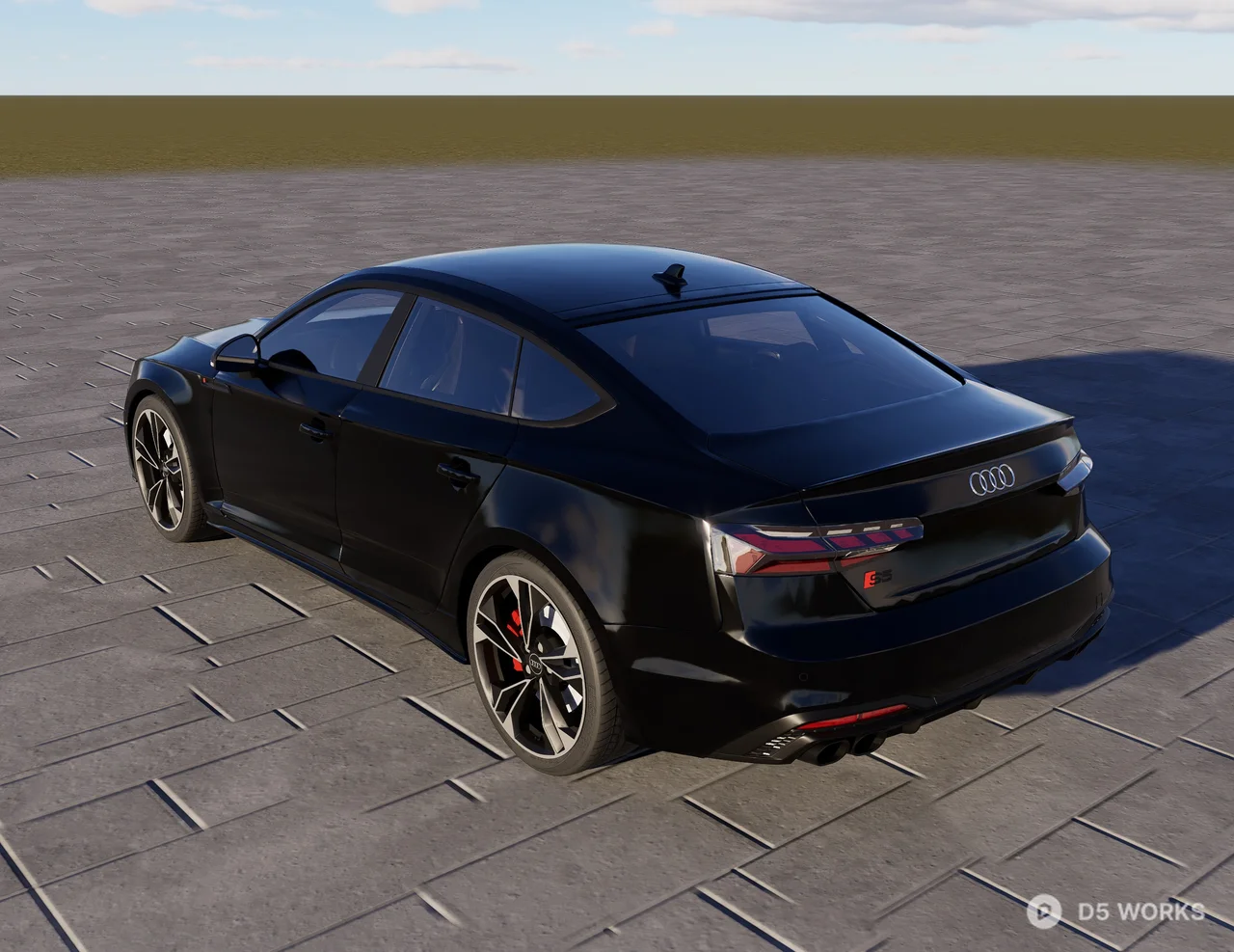 Black Sport Sedan Car 3d model thumbnail 2
