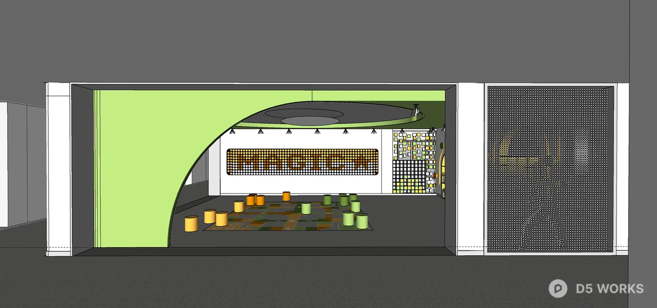 Modern Classroom With Colorful Seating And Interactive Wall 3d model thumbnail 4