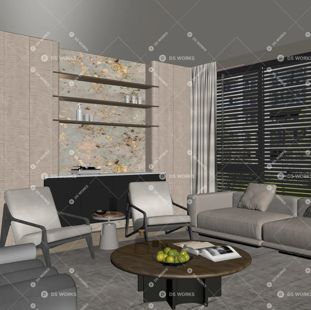 Modern Home Living Room 3d model thumbnail 2