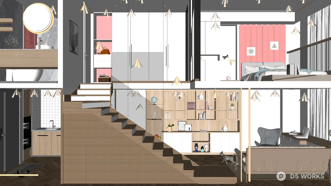 Modern Single Apartment Interior 3d model - Image 1