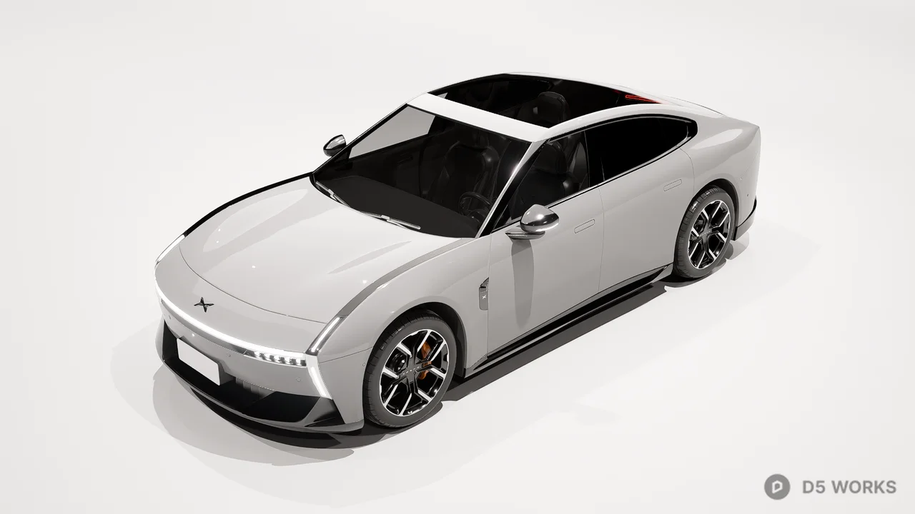 Sleek Silver Electric Sedan 3d model - Image 1