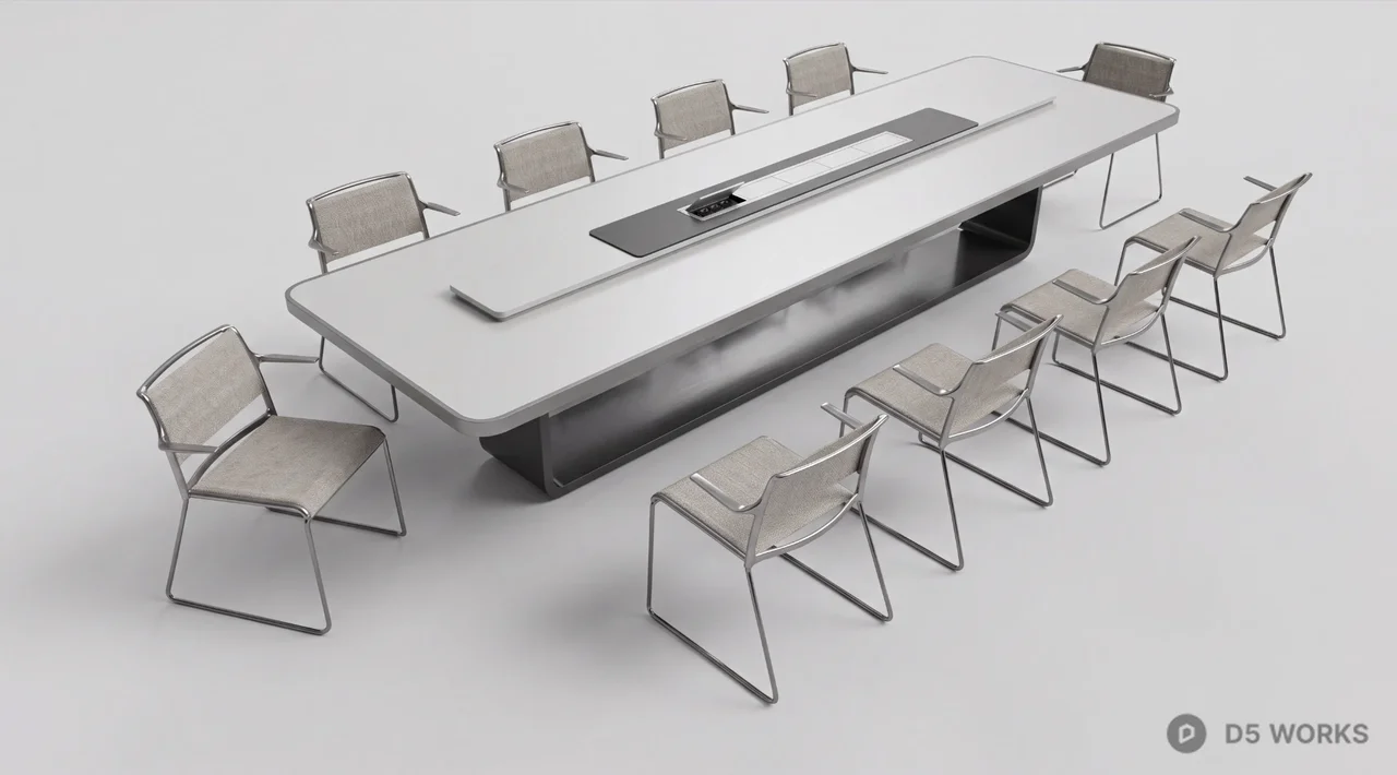 Modern Executive Conference Table and Chair Set 3d model - Image 1