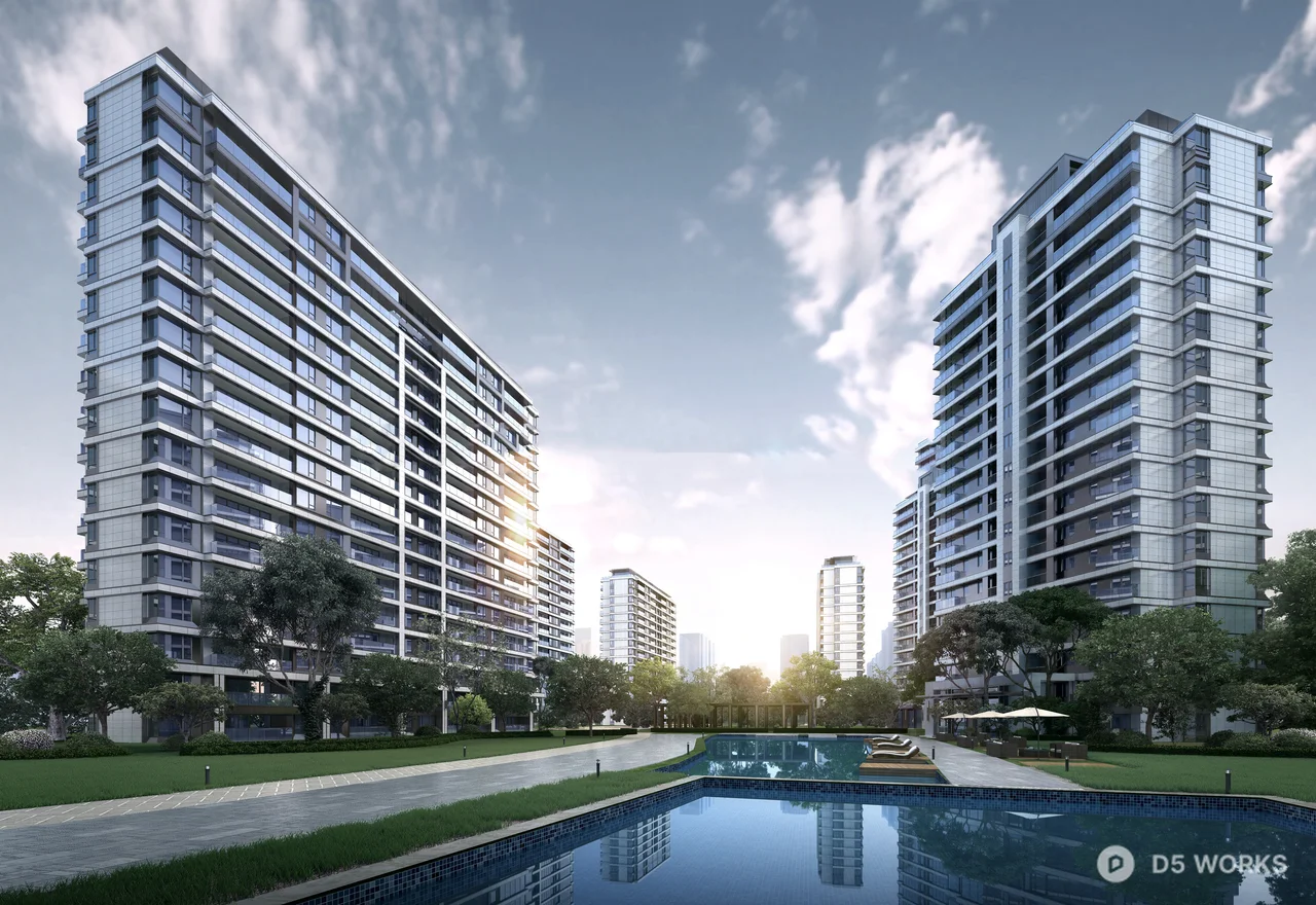 Modern High Rise Residential Complex 3d model - Image 1