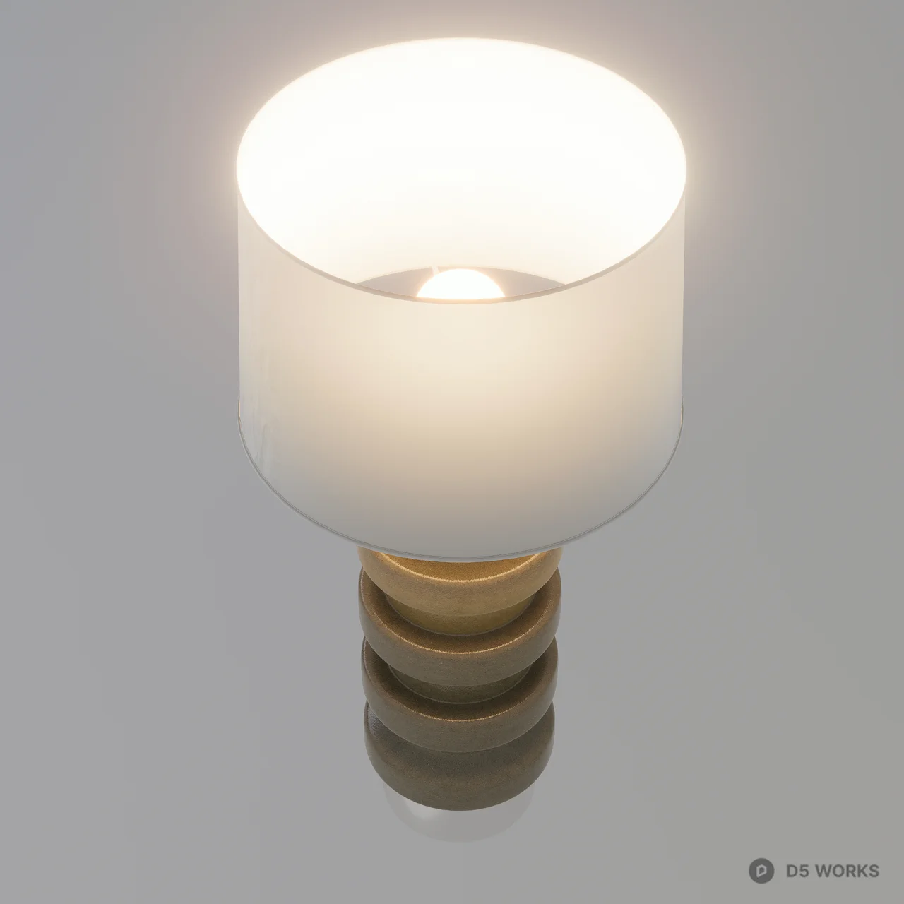 Ombre Ribbed Table Lamp with White Drum Shade & Chrome Base 3d model thumbnail 3
