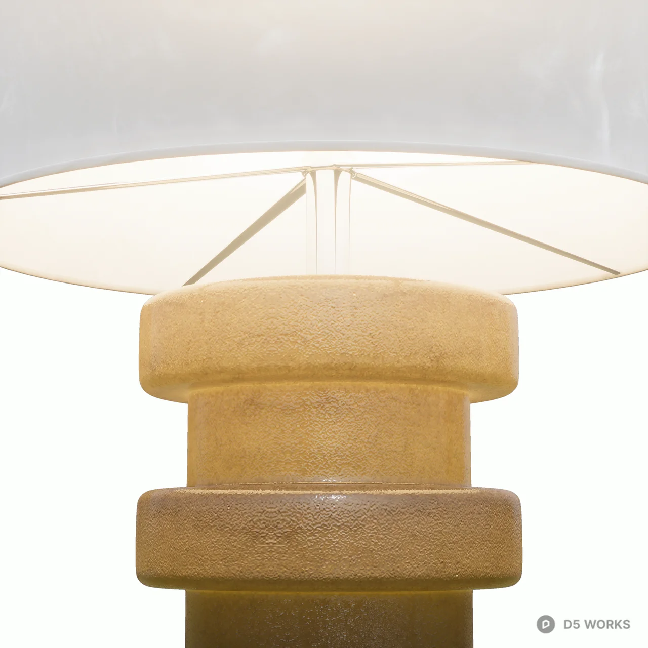 Ombre Ribbed Table Lamp with White Drum Shade & Chrome Base 3d model thumbnail 2