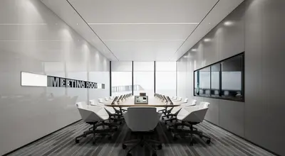 Minimalist Conference Room With Glass Partition 3d model