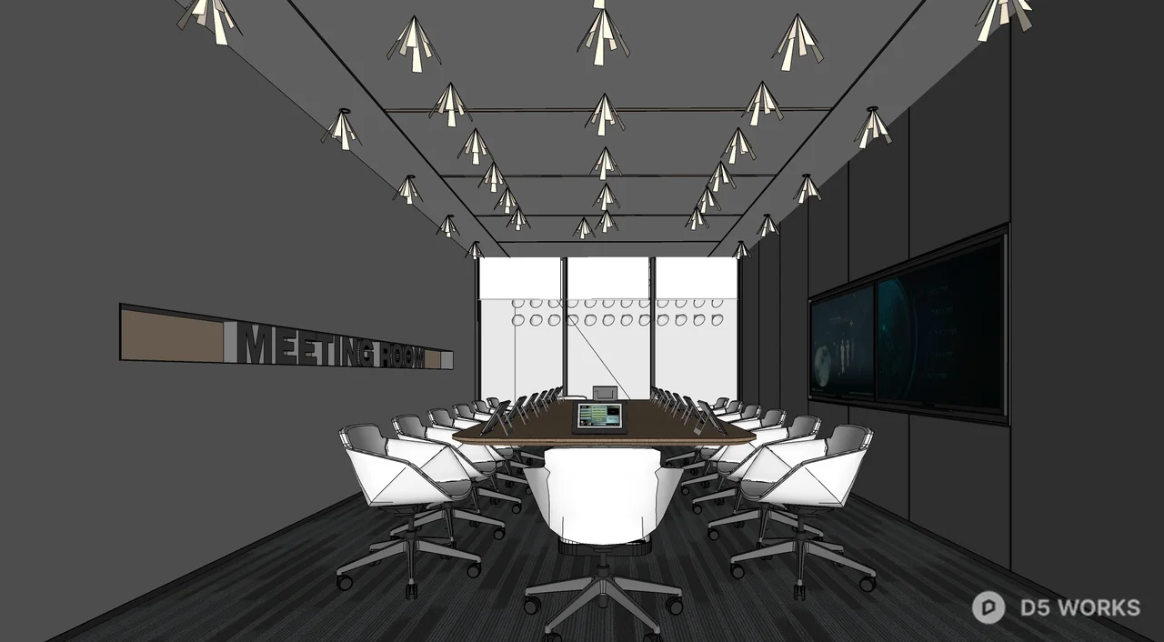 Minimalist Conference Room With Glass Partition 3d model thumbnail 3
