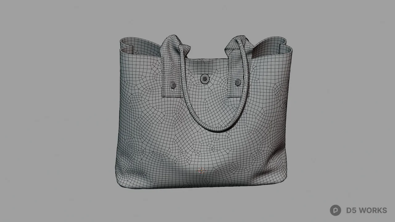 Structured Leather Tote Bag 3d model thumbnail 2
