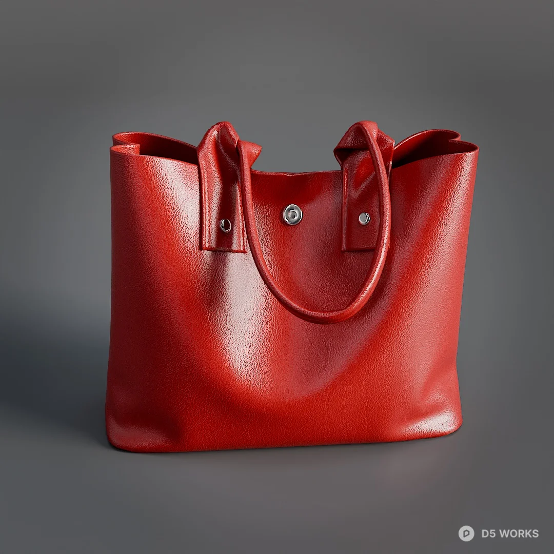 Structured Leather Tote Bag 3d model - Image 1