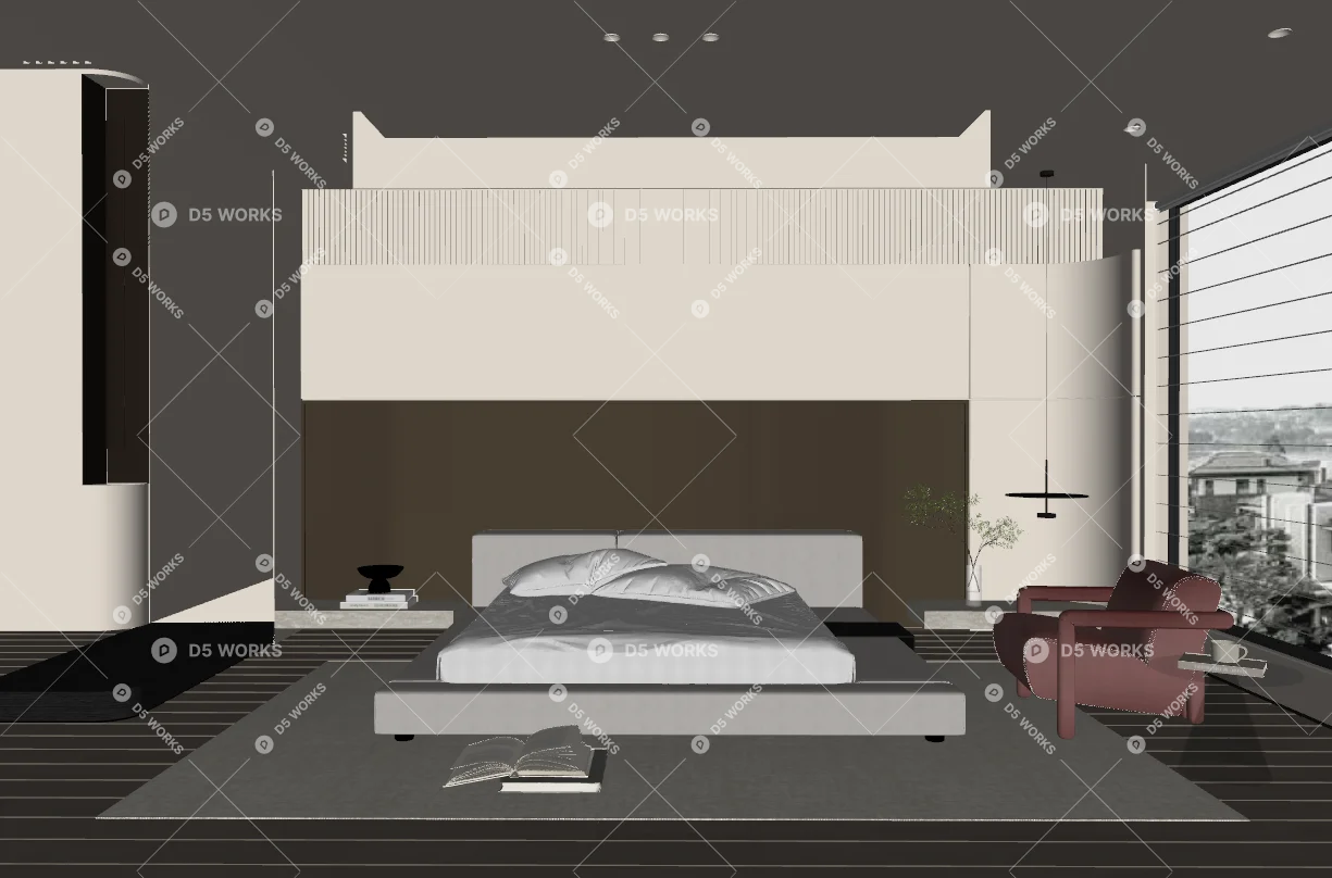 Modern Home Bedroom 3d model thumbnail 2