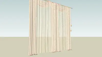 Beige Vertical Pleated Drape 3d model