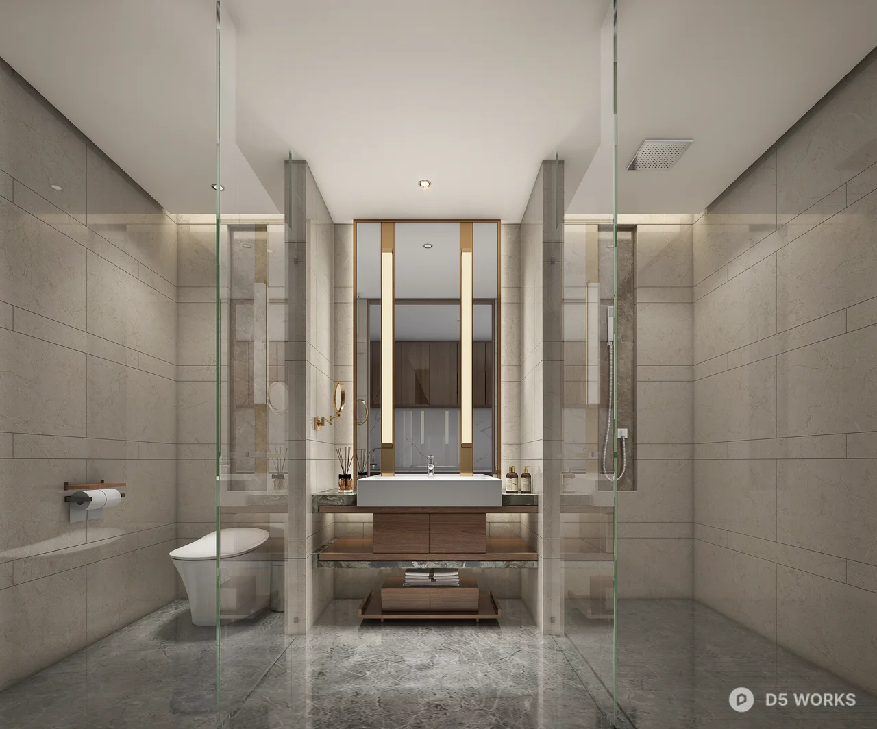 Modern Hotel Bathroom with Minimalist Design 3d model - Image 1