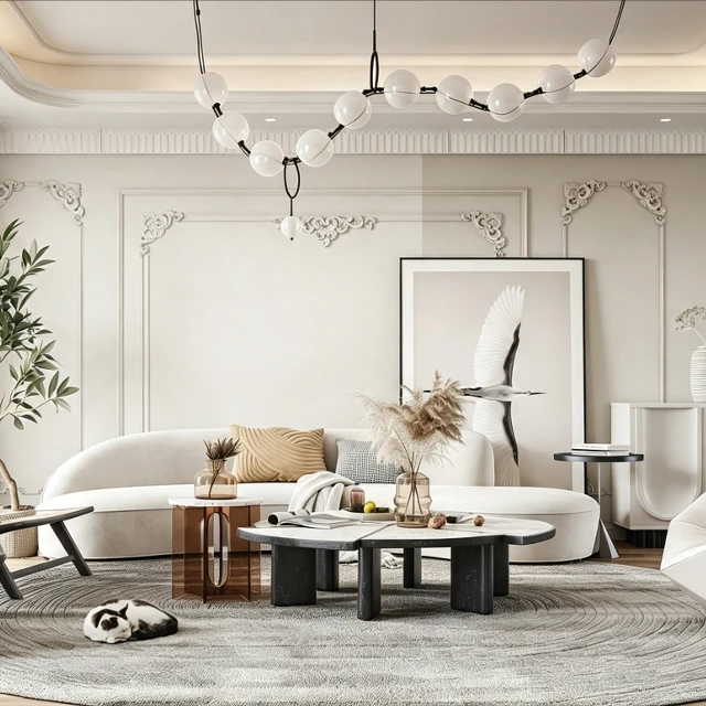 Modern European-style minimalist living room 3d model