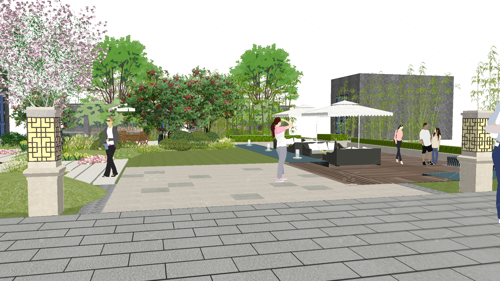 Courtyard Landscape 3D Models
